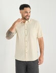 Kauri Trail Grid Texture Short Sleeve Shirt, Natural product photo View 05 S