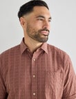 Kauri Trail Grid Texture Short Sleeve Shirt, Rust product photo View 04 S