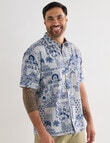 Kauri Trail Slub Print Short Sleeve Shirt, Denim product photo