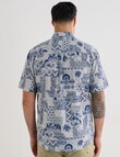 Kauri Trail Slub Print Short Sleeve Shirt, Denim product photo View 02 S