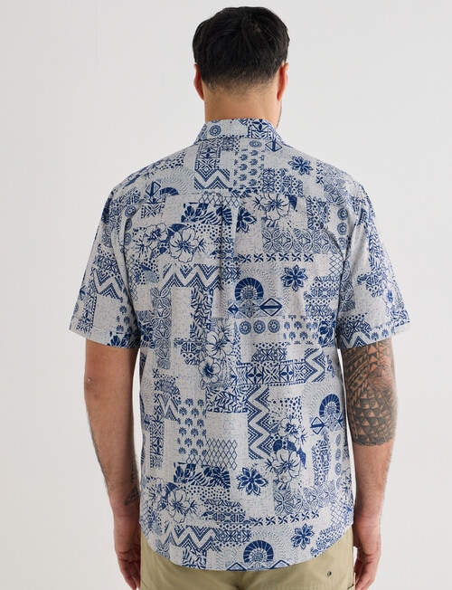 Kauri Trail Slub Print Short Sleeve Shirt, Denim product photo View 02 L