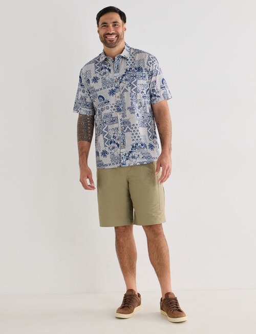 Kauri Trail Slub Print Short Sleeve Shirt, Denim product photo View 03 L