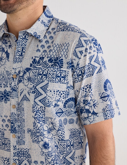 Kauri Trail Slub Print Short Sleeve Shirt, Denim product photo View 05 L