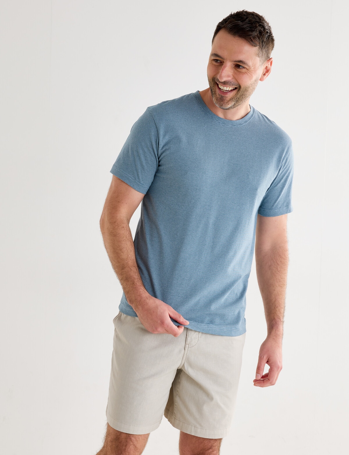 Chisel Ultimate Stripes Crew Tee, Peacock - T-shirts, Singlets & Polos