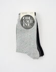 Columbine Fine Spot Cotton Crew Socks, 3-Pack, Grey & Black, 4-11 product photo View 02 S