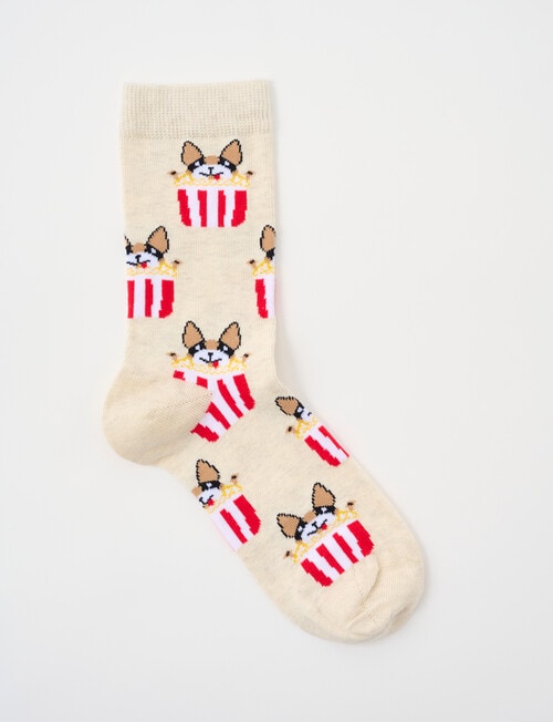 Columbine Crew Socks, Pupcorn, 4-11 product photo