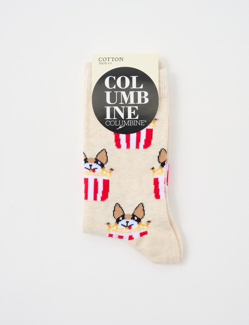 Columbine Crew Socks, Pupcorn, 4-11 product photo View 02 L