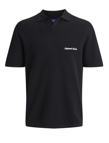 Jack & Jones Jornorrebro Light Knit Polo Shirt, Black product photo