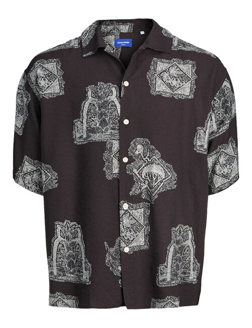 Jack & Jones Jorhramercy All Over Printed Resort Shirt, Black product photo