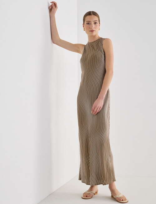 Mineral Este Bias Cut Printed Maxi Dress, Olive product photo