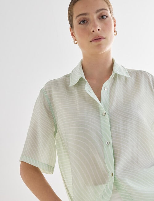 Mineral Solange Printed Boxy Shirt, Mint product photo View 06 L