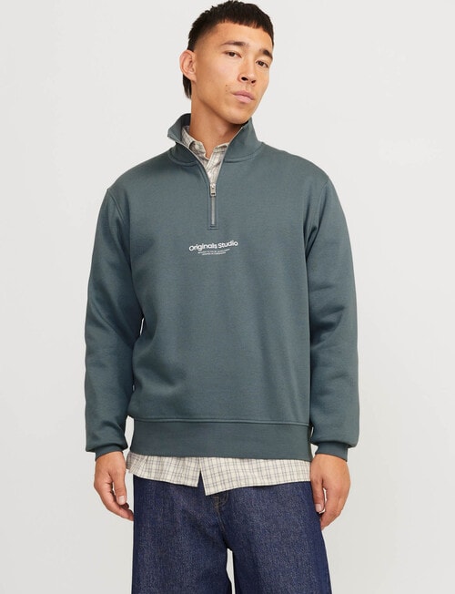 Jack & Jones Quarter Zip Vesterbro Sweater, Stormy Weather product photo View 07 L