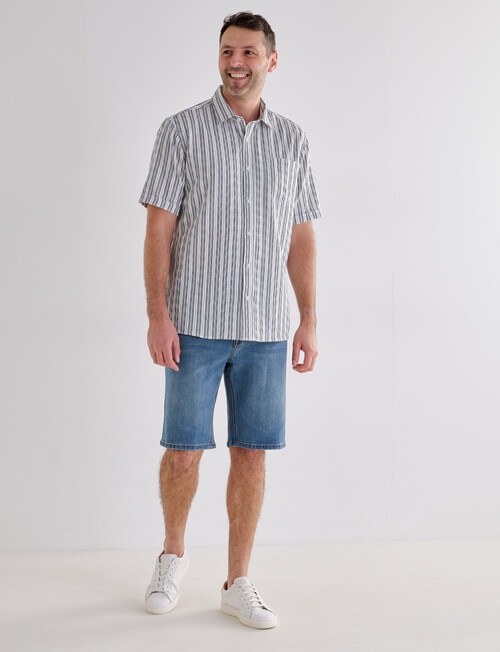 Chisel Stripe Textured Short Sleeve Shirt, White product photo View 03 L