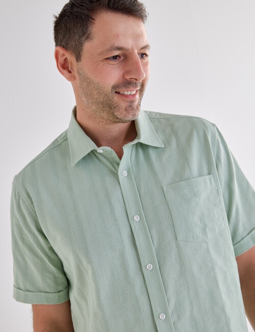 Chisel Self Stripe Short Sleeve Shirt, Aqua product photo View 04 L