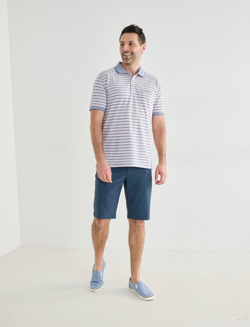 Chisel Narrow Stripe Short Sleeve Polo Shirt, Peach product photo View 03 L