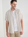 Chisel Stripe Short Sleeve Shirt, Tan product photo