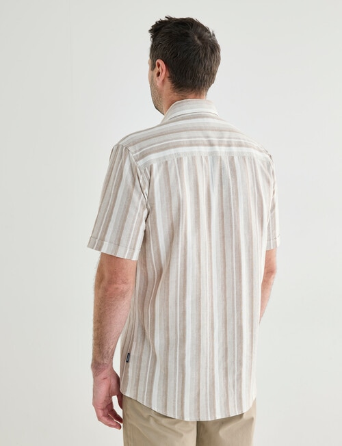 Chisel Stripe Short Sleeve Shirt, Tan product photo View 02 L