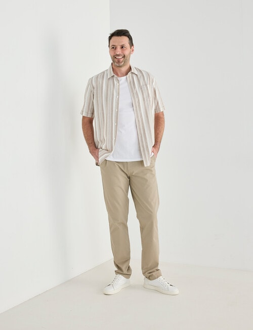 Chisel Stripe Short Sleeve Shirt, Tan product photo View 03 L