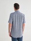 Chisel Short Sleeve Texture Grid Shirt, Blue product photo View 02 S