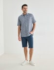 Chisel Short Sleeve Texture Grid Shirt, Blue product photo View 03 S