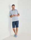 Chisel Narrow Stripe Short Sleeve Polo Shirt, Denim product photo View 03 S