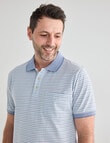 Chisel Narrow Stripe Short Sleeve Polo Shirt, Denim product photo View 04 S
