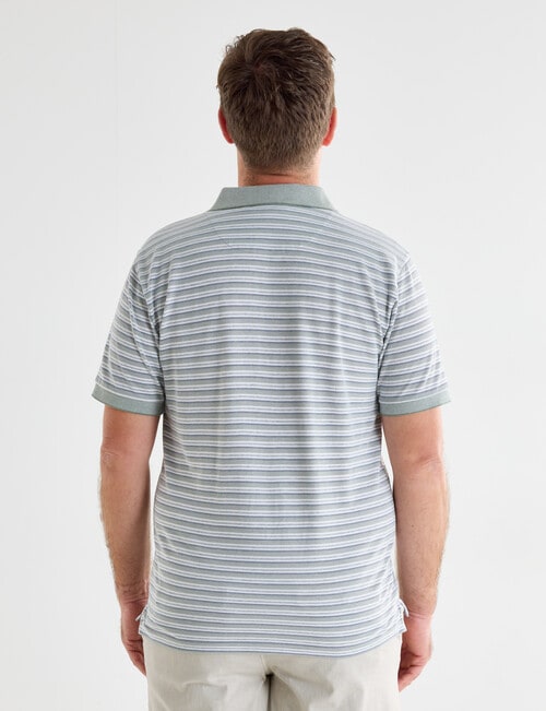 Chisel Narrow Stripe Short Sleeve Polo Shirt, Sage product photo View 02 L