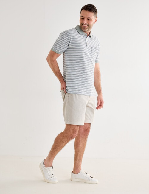 Chisel Narrow Stripe Short Sleeve Polo Shirt, Sage product photo View 03 L