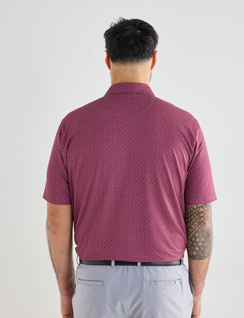 Greg Norman Mini Abstract Spread Short Sleeve Polo Shirt, Grape Wine product photo View 02 L