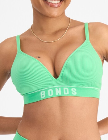 Bonds Retro Rib Wire Free Bra, Mint Frostini product photo