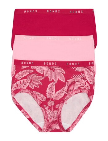 Bonds Cottontails Full Brief, 3-Pack, Raspberry Jam, Botanical Bliss, Pink Whisper product photo