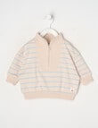 Teeny Weeny Striped Sweatshirt, Stone & Blue product photo
