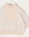 Teeny Weeny Striped Sweatshirt, Stone & Blue product photo View 02 S