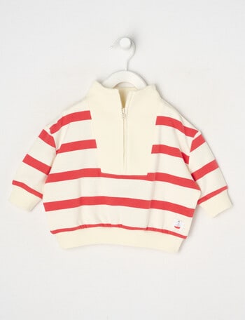 Teeny Weeny Stripes Sweatshirt, Cream & Red product photo