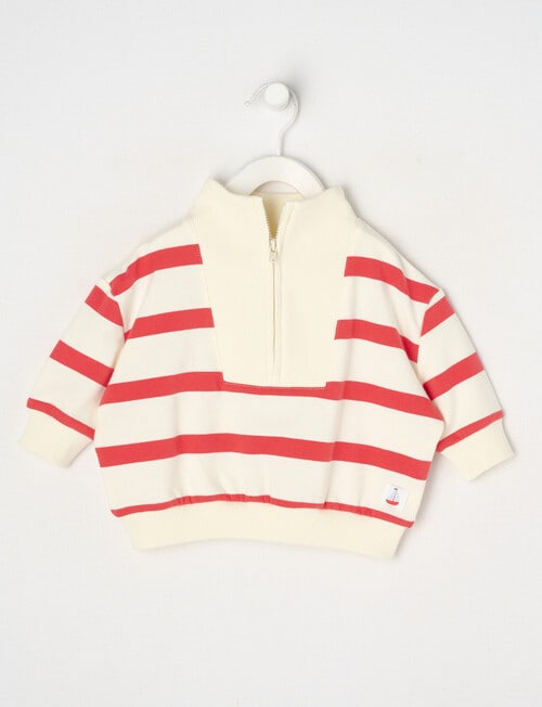 Teeny Weeny Stripes Sweatshirt, Cream & Red product photo