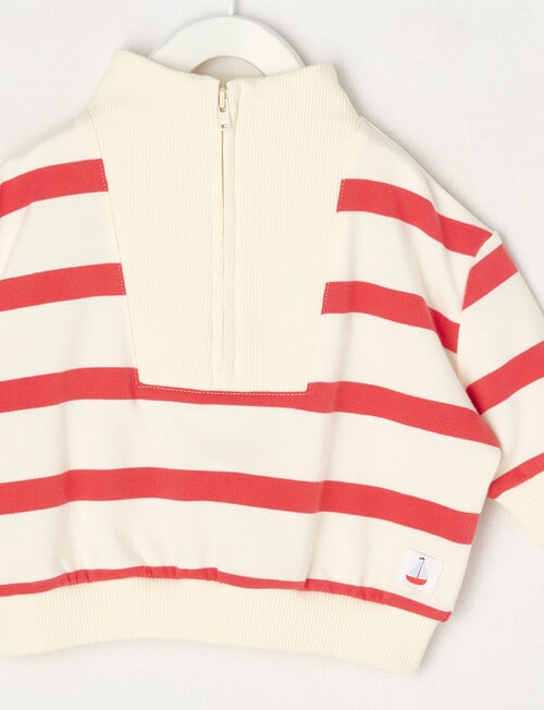 Teeny Weeny Stripes Sweatshirt, Cream & Red product photo View 02 L