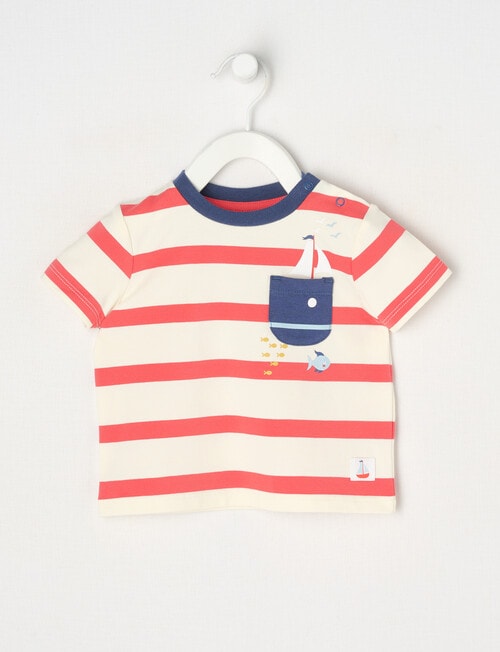 Teeny Weeny Stripe Short Sleeve Tee, Cream & Red product photo
