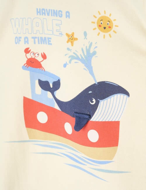 Teeny Weeny Whale Short Sleeve Tee, Cream product photo View 02 L