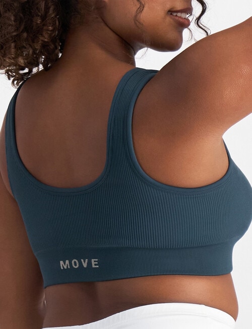 Bonds Move Rib Seamless Crop Bra, Blue Pine product photo View 02 L