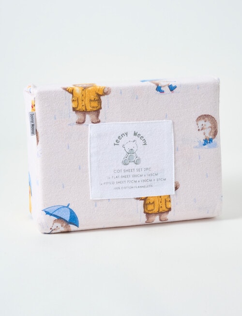 Teeny Weeny Flannelette Fit/Flat Cot Sheet Set, Rainy Day product photo View 02 L