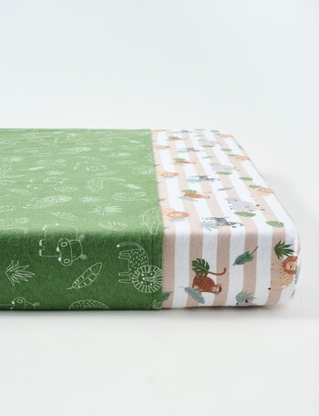 Teeny Weeny Flannelette Fit/Flat Cot Sheet Set, Safari Park product photo