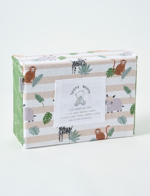 Teeny Weeny Flannelette Fit/Flat Cot Sheet Set, Safari Park product photo View 02 L