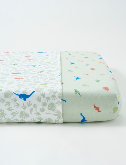 Teeny Weeny Flannelette Fit/Flat Cot Sheet Set, Dinasaurs product photo