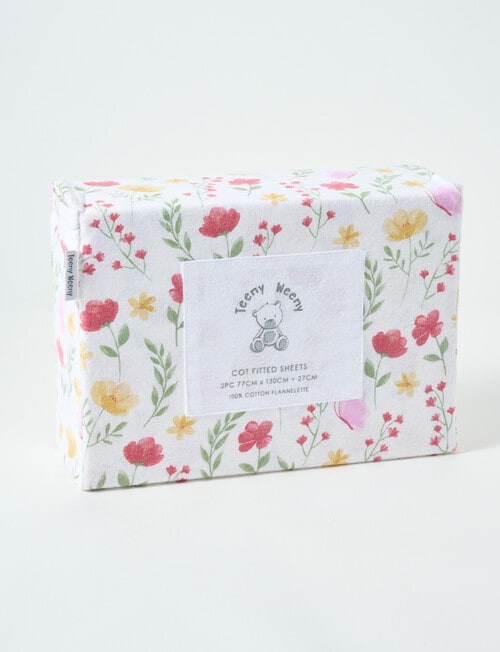 Teeny Weeny Flannelette Fit x2 Cot Sheet Set, Wild Flowers product photo View 02 L