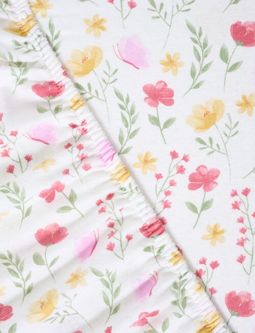 Teeny Weeny Flannelette Fit x2 Cot Sheet Set, Wild Flowers product photo View 03 L