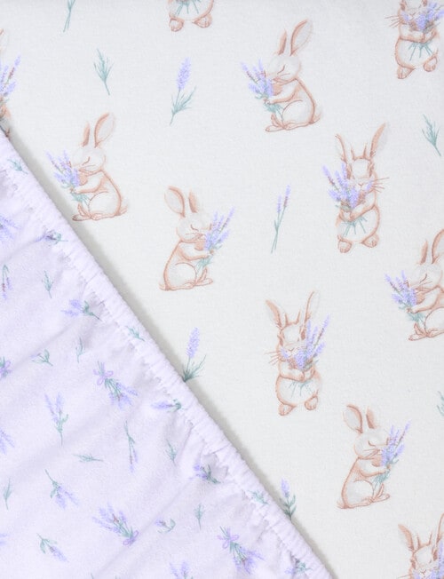 Teeny Weeny Flannelette Fit x2 Cot Sheet Set, Lavender product photo View 03 L