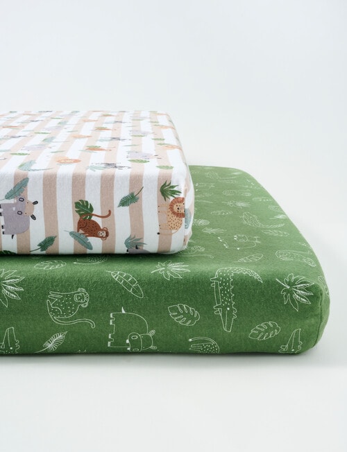 Teeny Weeny Flannelette Fit x2 Cot Sheet Set, Safari Park product photo
