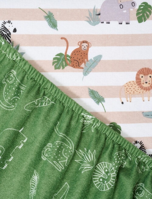 Teeny Weeny Flannelette Fit x2 Cot Sheet Set, Safari Park product photo View 03 L