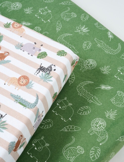 Teeny Weeny Flannelette Fit x2 Cot Sheet Set, Safari Park product photo View 04 L