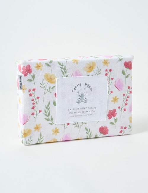 Teeny Weeny Flannelette Bassinet Fitted Sheets x2, Wild Flowers product photo View 02 L